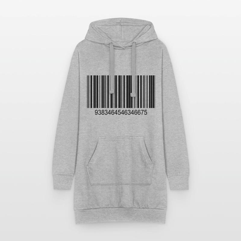 Code barres / code-barres en noir avec des chiffres Sweat-shirt à capuche long Femme