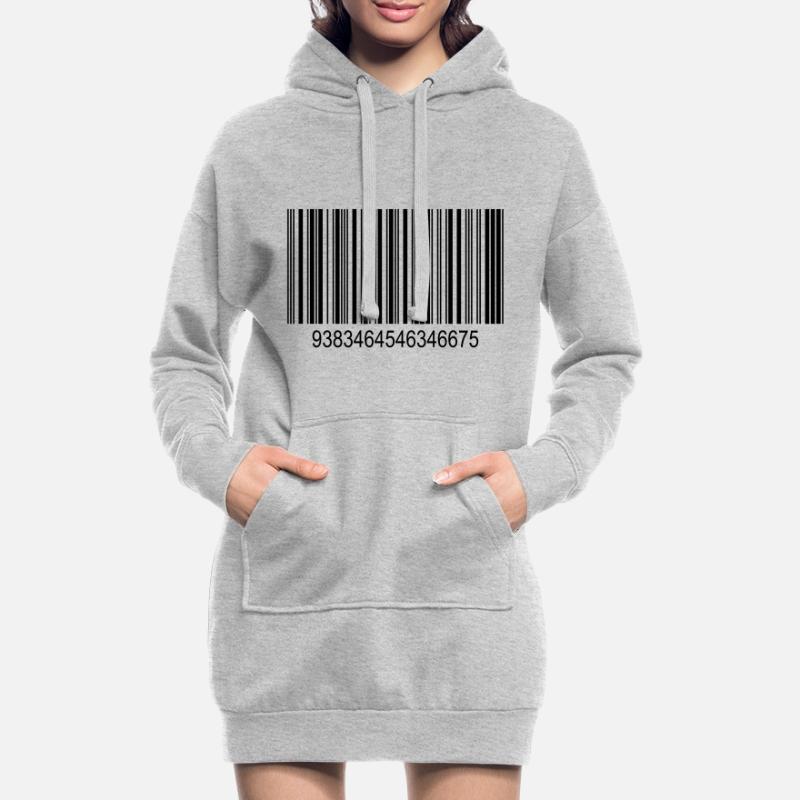 Barcode / Strichcode in Schwarz mit Zahlen Hoodie-Kleid