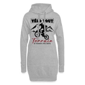 Vélo tout terrain à travers les bois - Sweat-shirt à capuche long Femme - gris chiné - Devant