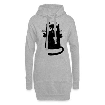 angélique chat - Sweat-shirt à capuche long Femme - gris chiné - Devant