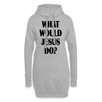 Jesus - Jesus Christus - Spruch- Gott - WWJD - Hoodie-Kleid - Grau meliert - Vorne