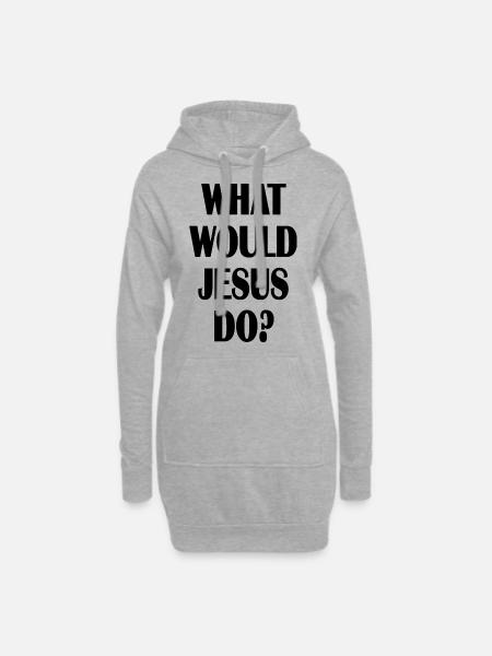 Jesus - Jesus Christus - Spruch- Gott - WWJD - Hoodie-Kleid - Grau meliert