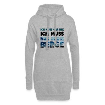 Ich muss nur in die Berge Wander Spruch - Hoodie-Kleid - Grau meliert - Vorne