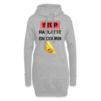 Stop raclette en cours cadeau - Sweat-shirt à capuche long Femme - gris chiné - Devant