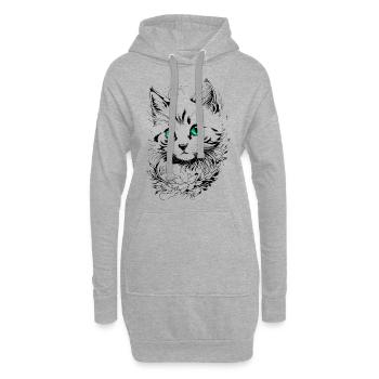 Kätzchen-Tattoo 🐾 2 - Hoodie-Kleid - Grau meliert - Vorne