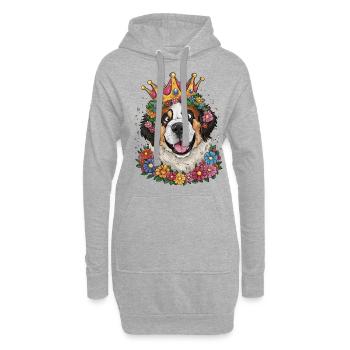 Chien de dessin animé Saint-Bernard mignon et drôle - Sweat-shirt à capuche long Femme - gris chiné - Devant