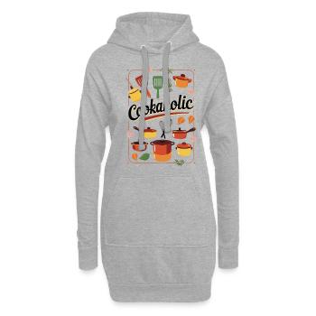 Kochen essen lecker Geschenk - Hoodie-Kleid - Grau meliert - Vorne