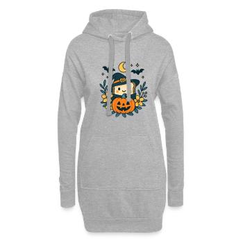Halloween Toast Kürbis Geschenk - Hoodie-Kleid - Grau meliert - Vorne