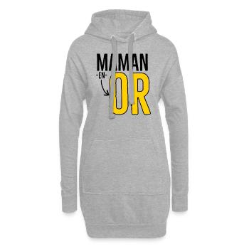 Maman en or. - Sweat-shirt à capuche long Femme - gris chiné - Devant