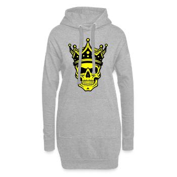 Couronne de Roi Crâne - Sweat-shirt à capuche long Femme - gris chiné - Devant