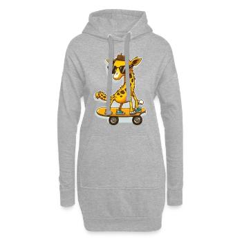 Girafe de skateboard - Sweat-shirt à capuche long Femme - gris chiné - Devant