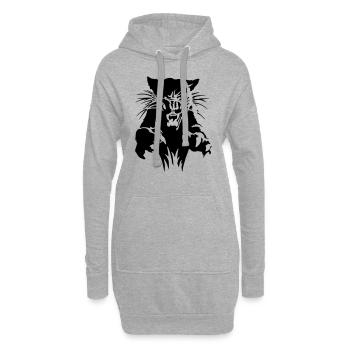 Panther im Angriff - Hoodie-Kleid - Grau meliert - Vorne