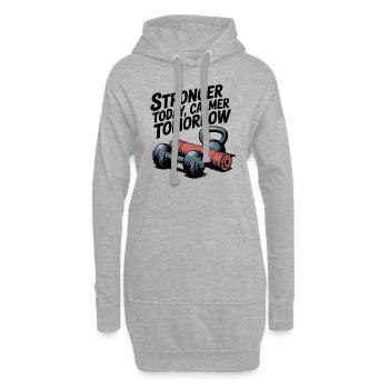 Stronger Today, Calmer Tomorrow – Fit & Zen - Hoodie-Kleid - Grau meliert - Vorne