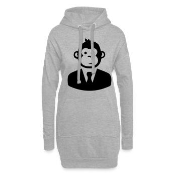 costume de singe - Sweat-shirt à capuche long Femme - gris chiné - Devant