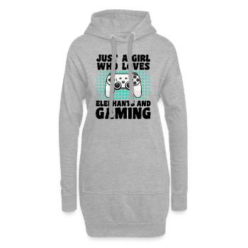 Gamer & Éléphants Jeux Vidéo & Puissance Majestueu - Sweat-shirt à capuche long Femme - gris chiné - Devant
