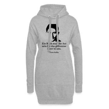 Kafka: Ein Buch muß die Axt sein für das gefroren - Hoodie-Kleid - Grau meliert - Vorne