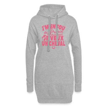 Je M'en Fou Du Prince Charmant Je Veux Un Cheval - Sweat-shirt à capuche long Femme - gris chiné - Devant