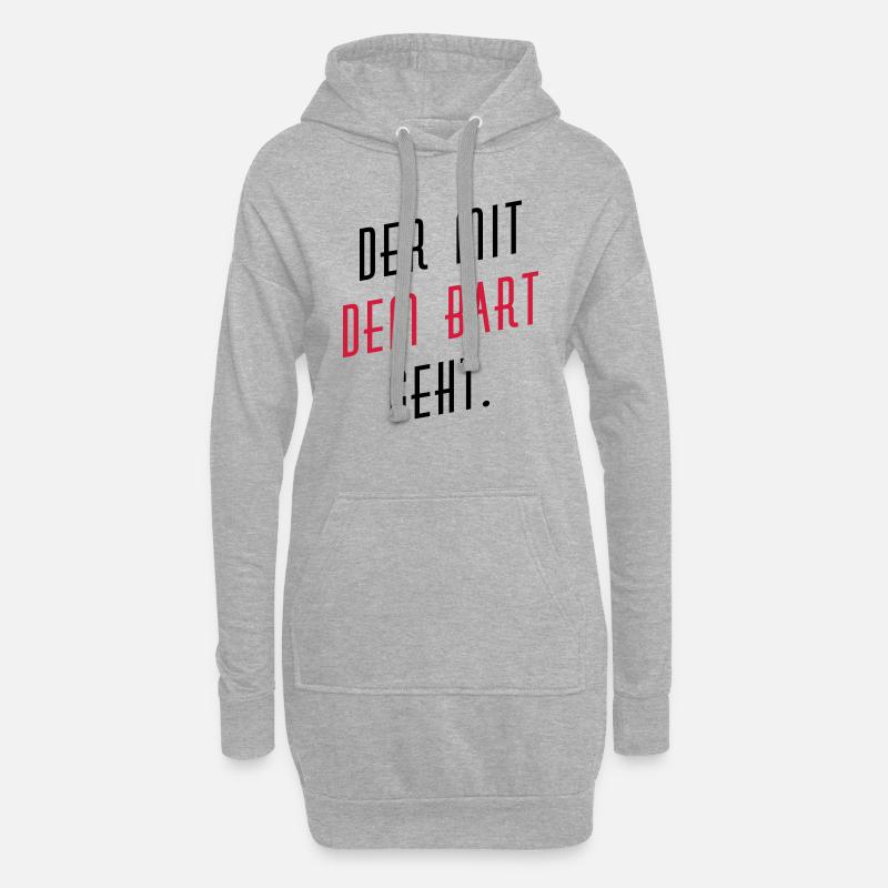 Der mit dem Bart geht. - Hoodie-Kleid - Grau meliert