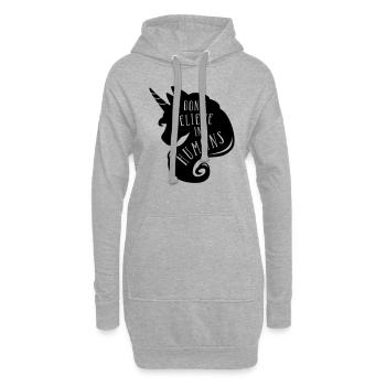 I don´t believe in humans - unicorn - Sweat-shirt à capuche long Femme - gris chiné - Devant