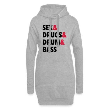 Sex & Drugs & Drum & Bass - Hoodie-Kleid - Grau meliert - Vorne