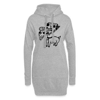 Pizza Hund - Hoodie-Kleid - Grau meliert - Vorne
