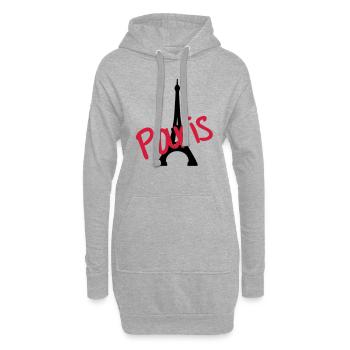 Tour Eiffel Paris - Sweat-shirt à capuche long Femme - gris chiné - Devant