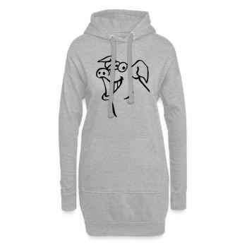 Porc qui rit - Sweat-shirt à capuche long Femme - gris chiné - Devant