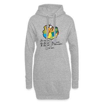 Devise Shadok N°02 - Sweat-shirt à capuche long Femme - gris chiné - Devant