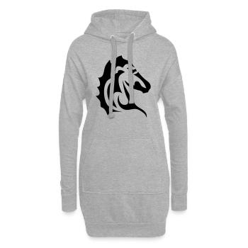 tete cheval tribal 1 - Sweat-shirt à capuche long Femme - gris chiné - Devant