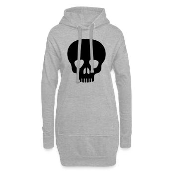 Totenkopf - Hoodie-Kleid - Grau meliert - Vorne