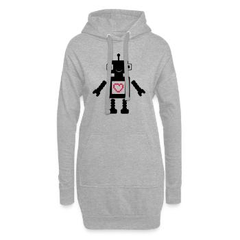 roboter_love_02 - Sweat-shirt à capuche long Femme - gris chiné - Devant