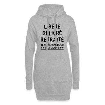 libéré délivré retraité - t-shirt humour retraite - Sweat-shirt à capuche long Femme - gris chiné - Devant