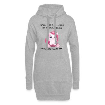 Einhorn heute möchte ich was mit menschen machen - Hoodie-Kleid - Grau meliert - Vorne