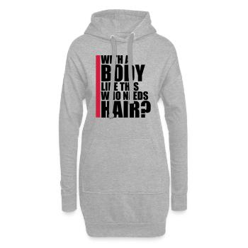 Who Needs Hair Spruch - Hoodie-Kleid - Grau meliert - Vorne