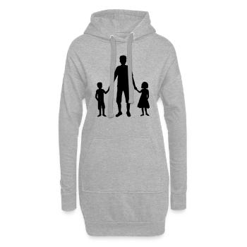 Papa 2 enfants famille - Sweat-shirt à capuche long Femme - gris chiné - Devant