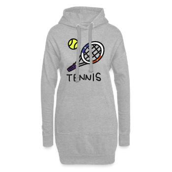 J'aime le tennis - i love tennis - Sweat-shirt à capuche long Femme - gris chiné - Devant
