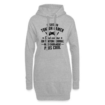 je suis un tonton gamer / cadeau humour tonton - Sweat-shirt à capuche long Femme - gris chiné - Devant