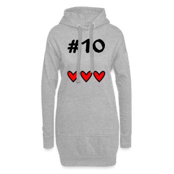 10 ANS. 10e ANNIVERSAIRE. ANNIVERSAIRE 10 ANS. 10 - Sweat-shirt à capuche long Femme - gris chiné - Devant