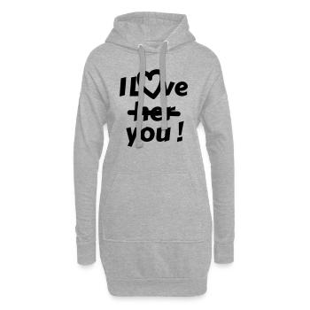 Ich liebe dich (nicht sie) - Hoodie-Kleid - Grau meliert - Vorne