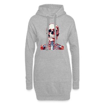 Squelette - Sweat-shirt à capuche long Femme - gris chiné - Devant