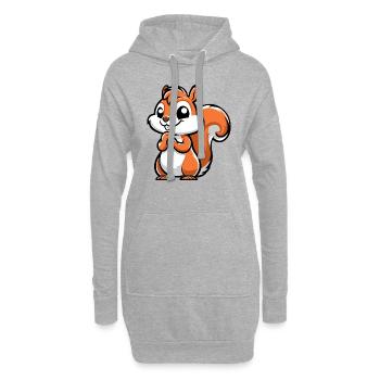 Petit écureuil effronté - Sweat-shirt à capuche long Femme - gris chiné - Devant