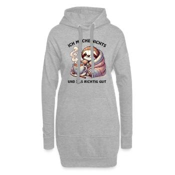 Ich mache nichts und das richtig gut -Faultier - Hoodie-Kleid - Grau meliert - Vorne