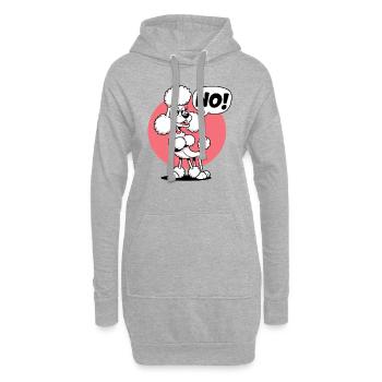 Caniche disant "Non ! - Sweat-shirt à capuche long Femme - gris chiné - Devant