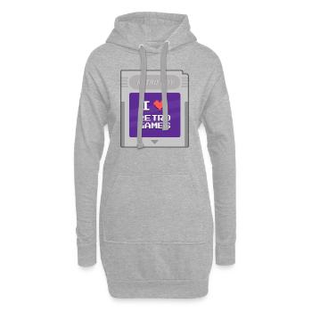 Retro Boy - Ich liebe Retrogames - Hoodie-Kleid - Grau meliert - Vorne