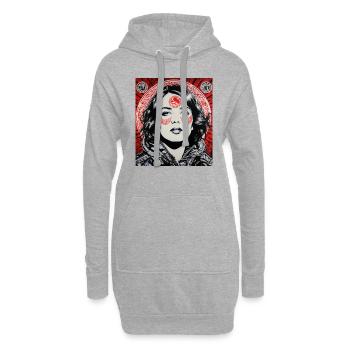 Street-Art-Porträt - Hoodie-Kleid - Grau meliert - Vorne