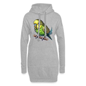 Perruche ondulée - Sweat-shirt à capuche long Femme - gris chiné - Devant