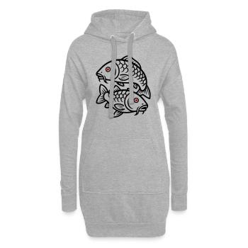 Karpfen Fische Symbol - Hoodie-Kleid - Grau meliert - Vorne