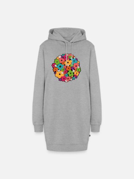 Blumenstrauß - Hoodie-Kleid - Grau meliert