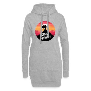 Weihnachtsmann auf dem Berg Merry Christmas - Hoodie-Kleid - Grau meliert - Vorne