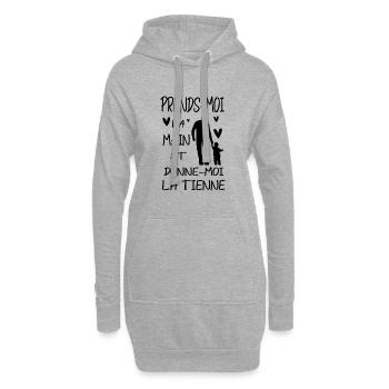 Prends moi la main et donne moi la tienne - Sweat-shirt à capuche long Femme - gris chiné - Devant